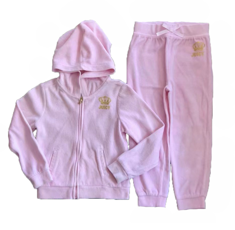 Girls Velvet Hoodie Jacket and Jogger Outfits set
